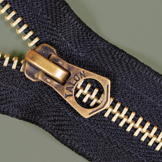 1 × 7'' inch Talon vintage style(Repro) brass diamon Zip-Zipper